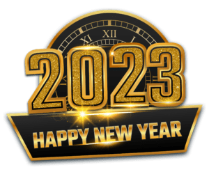2023 happy New year golden text png