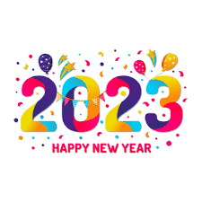 2023 happy New year colour text png
