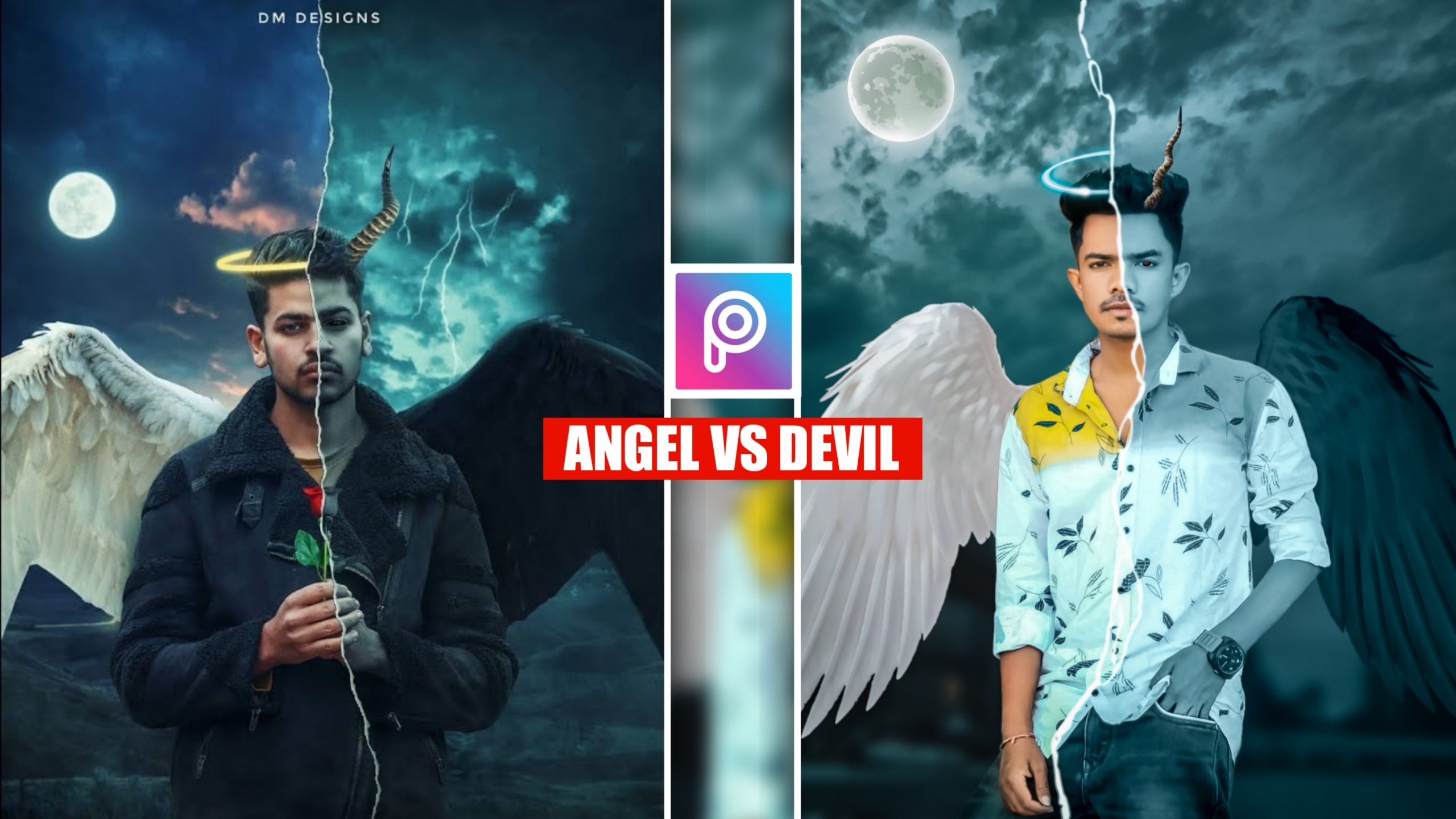 Angel vs Devil Creative Photo Editing Download Background And PNG - Tahir  Editz