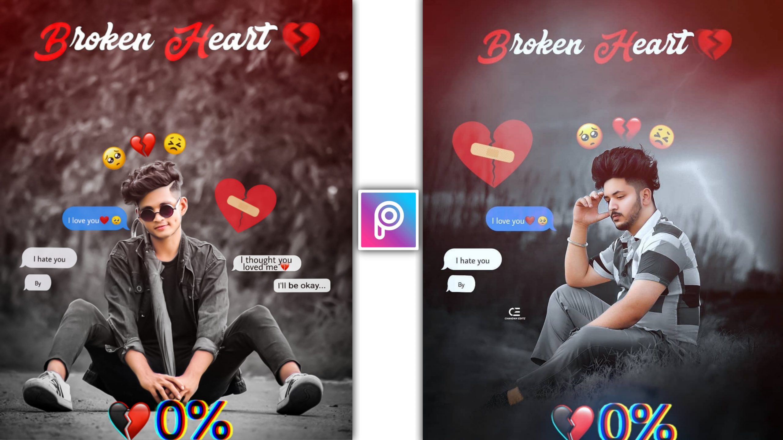 PicsArt Broken Heart Photo Editing Download Backgroud And PNG - Tahir Editz